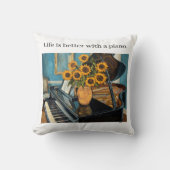 Life is better with a piano - beautiful art! クッション (正面)