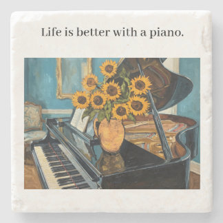 Life is better with a piano - beautiful art! ストーンコースター