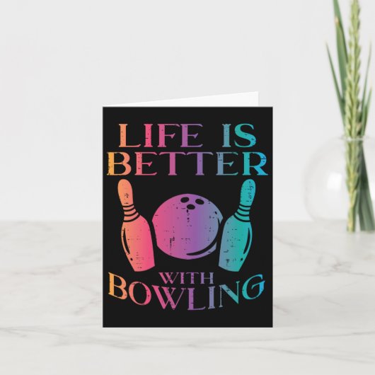 Life Is Better With Bowling Bowler Women Girls Kid カード (正面)