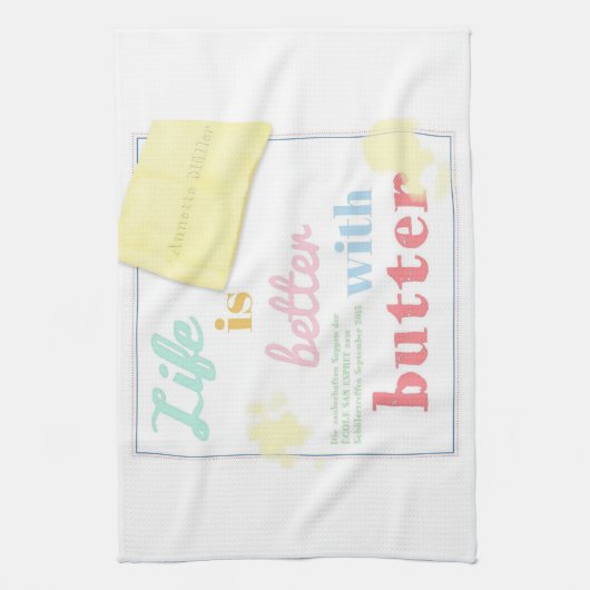 Life is better with butter - Buchcover キッチンタオル (縦)
