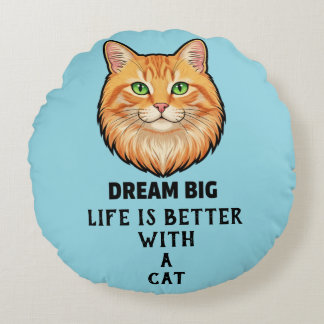 Life Is Better With Cat Round Pillow ラウンドクッション
