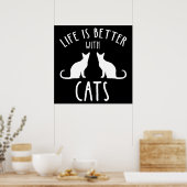 Life Is Better With Cats ポスター (キッチン)