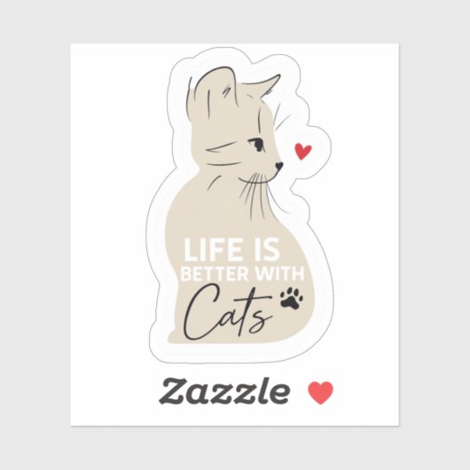 Life Is Better With Cats Cute Cat Lover Sticker シール (シート)