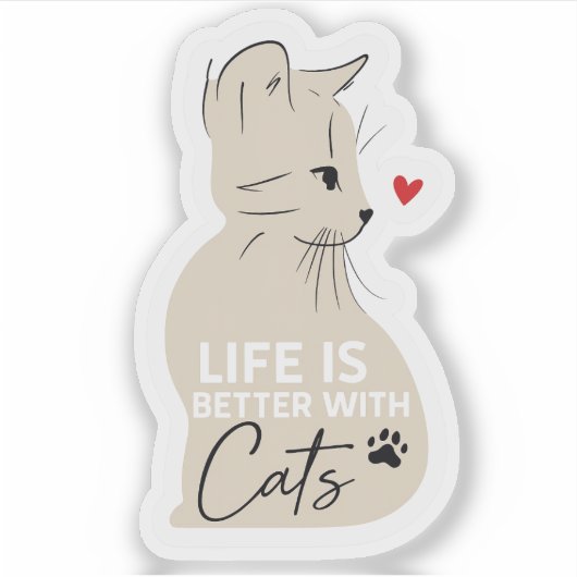 Life Is Better With Cats Cute Cat Lover Sticker シール (正面)