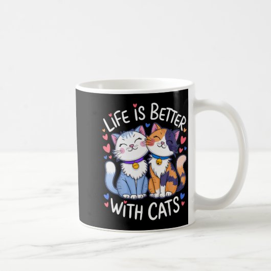Life Is Better With Cats Cute Cat Lover Valentine' コーヒーマグカップ (右)