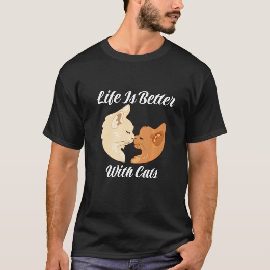 Life Is Better With Cats Cute Valentine's Day Cat  Tシャツ (正面)
