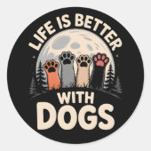 Life Is Better With Dogs ラウンドシール (正面)