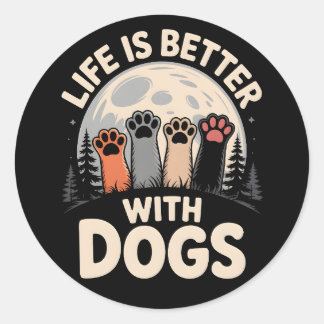 Life Is Better With Dogs ラウンドシール