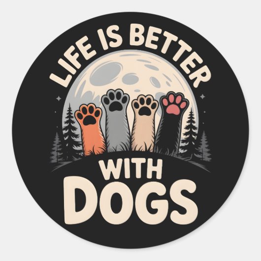 Life Is Better With Dogs ラウンドシール (正面)