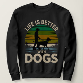 Life Is Better With Dogs Women’s Retro Sunset Swea スウェットシャツ
