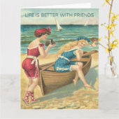 Life is Better with Friends Greeting カード (黄色い花)