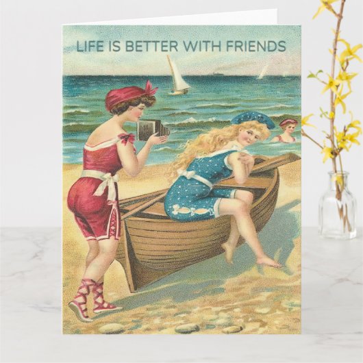 Life is Better with Friends Greeting カード (黄色い花)