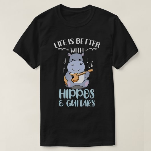 Life Is Better With Hippos And Guitars Premium Tシャツ (デザイン正面)