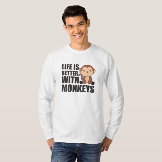 Life Is Better With Monkeys - Sweet Monkey Tシャツ (正面フル)