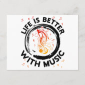Life Is Better With Music NotesミュージシャンMusic Lov エンクロージャーカード (裏面)