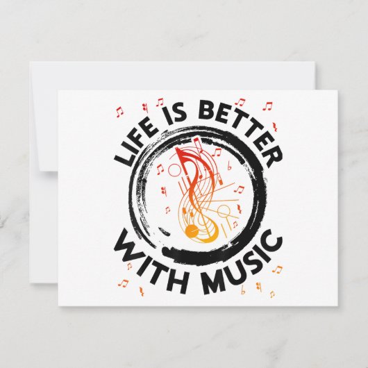 Life Is Better With Music NotesミュージシャンMusic Lov サンキューカード (正面)
