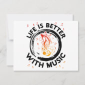 Life Is Better With Music NotesミュージシャンMusic Lov サンキューカード (裏面)