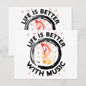 Life Is Better With Music NotesミュージシャンMusic Lov サンキューカード (正面/裏面)
