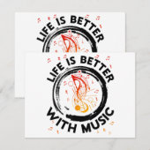 Life Is Better With Music NotesミュージシャンMusic Lov サンキューカード (正面/裏面)