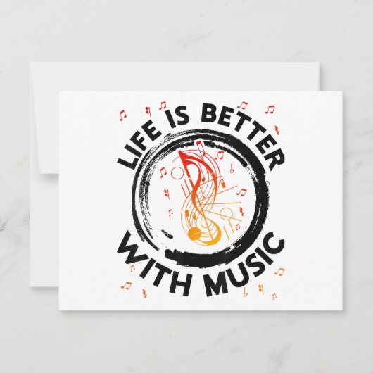 Life Is Better With Music NotesミュージシャンMusic Lov シーズンカード (正面)