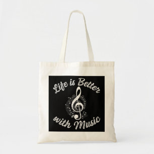 Life Is Better With Music Notes Girl 10代の Women Mu トートバッグ