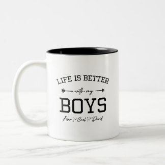 Life is Better with my Boys ツートーンマグカップ