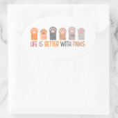 Life is Better with Paws 楕円形シール (バッグ)