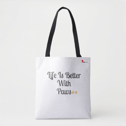 Life Is Better With Paws – Dog Lover Tote Bag トートバッグ (正面)