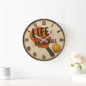 Life Is Better With Pickleball Paddle ラージ壁時計 (ホーム)