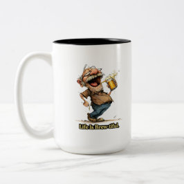 Life Is Brew-tiful Funny Beer Cartoon Tee ツートーンマグカップ