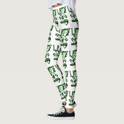 Life Is Colourful - Designerlogo Grün レギンス (左)