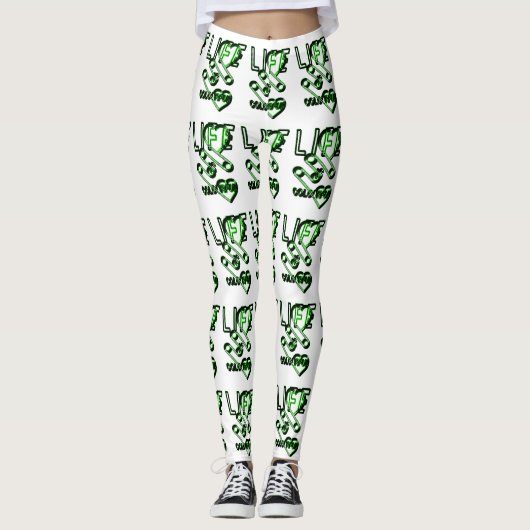 Life Is Colourful - Designerlogo Grün レギンス (正面)