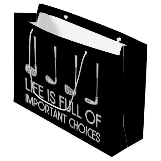 Life Is Full Of Important Choices Golfing Sports  ラージペーパーバッグ (正面アングル)