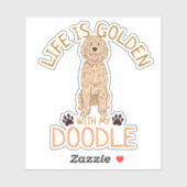 Life is Golden with my Golden Doodle Sticker Gift シール (シート)