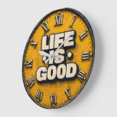 Life Is Good Inspirational Positive Home Office De ラージ壁時計 (傾斜)