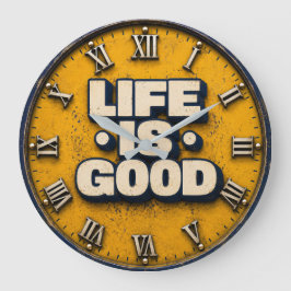 Life Is Good Inspirational Positive Home Office De ラージ壁時計