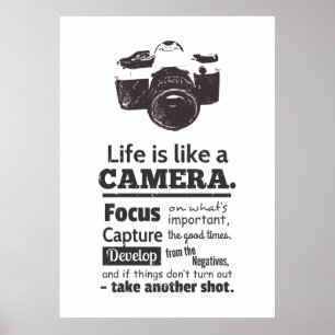 Life is like a camera quote, Black Grunge ポスター