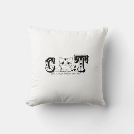 "Life Is Much Better With My Cat – Cute Cat Design クッション