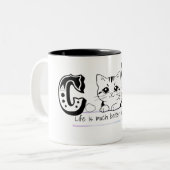 "Life Is Much Better With My Cat – Cute Cat Design ツートーンマグカップ (正面左)
