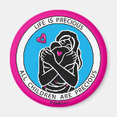 Life Is Precious 1 Pink_2.25” Round Magnet マグネット (正面)