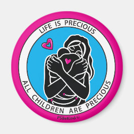 Life Is Precious 1 Pink_2.25” Round Magnet マグネット