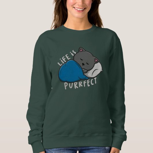 Life is purfect - Sleeping Cat スウェットシャツ (正面)