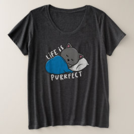 Life is purfect - Sleeping Cat プラスサイズTシャツ