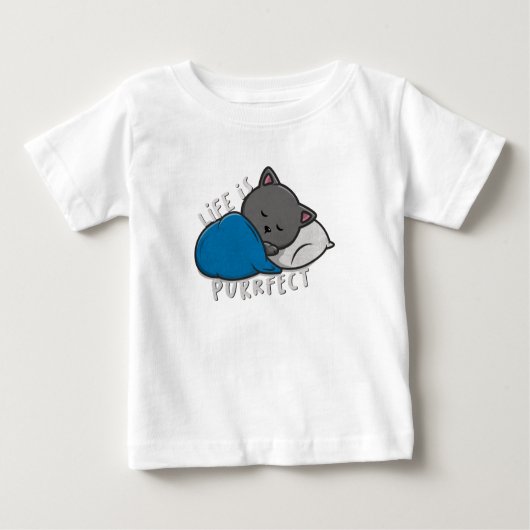Life is purfect - Sleeping Cat ベビーTシャツ (正面)
