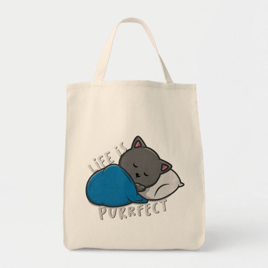 Life is purfect - Sleeping Cat Tote Bag トートバッグ (正面)