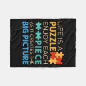 Life Is Puzzle Enjoy Each Ece _ Jigsaw Puzzle Love フリースブランケット (正面(横))