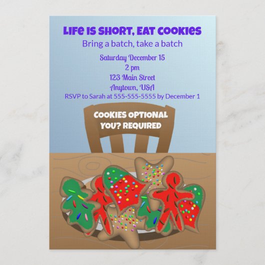 Life is short, eat cookies 招待状 (正面)
