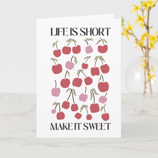 Life Is Short Make It Sweet Quote Boho Wildflower  カード (黄色い花)