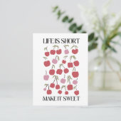 Life Is Short Make It Sweet Quote Boho Wildflower  ポストカード (スタンド正面)