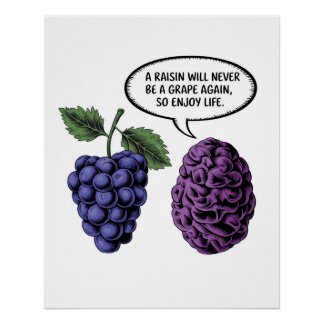 Life is short Poster, Funny Grapes Wall Art ポスター